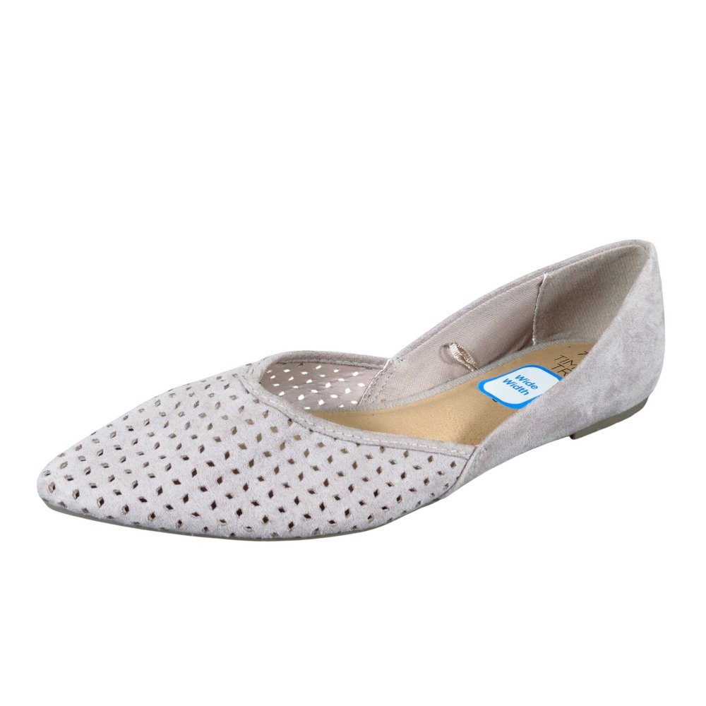 Time and Tru Pointed Toe Women Flats Size 7.5 Wide Casual Work Taupe Faux Suede